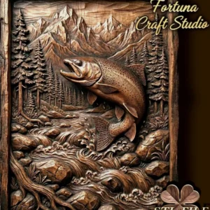 Trout Splash 3D Relief