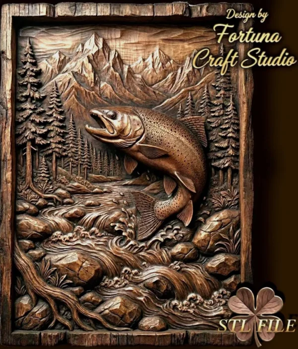 Trout Splash 3D Relief