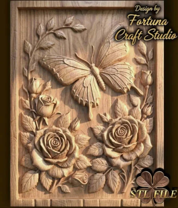 Butterfly and Roses 3D Relief Butterfly and Roses 3D Relief