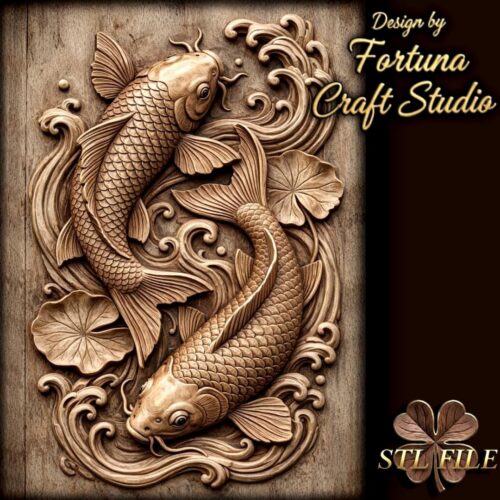 Koi Fish 3D Relief