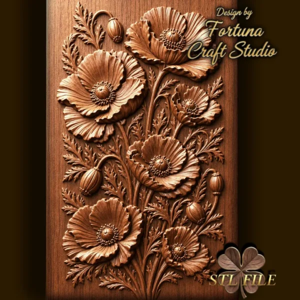 Poppies Flower 3D Relief Poppies Flower 3D Relief