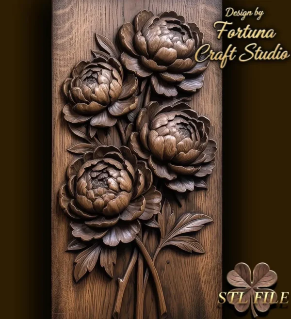 Peonies Flower 3D Relief