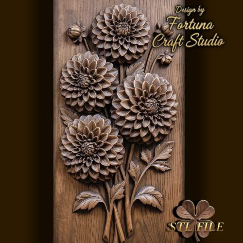 Dahlias Flower 3D Relief Dahlias Flower 3D Relief