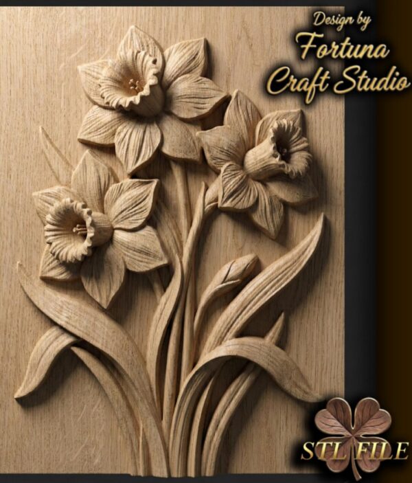 Narcissus Flower 3D Relief