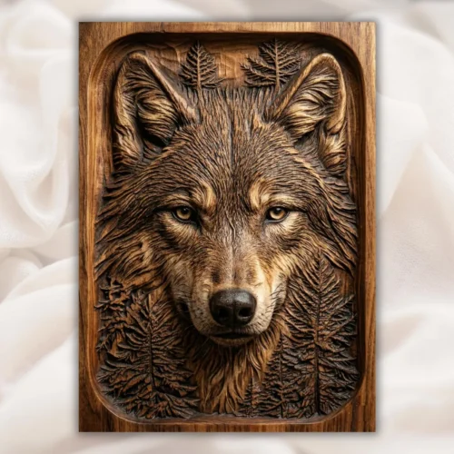 Realistic Wolf Face Relief Realistic Wolf Face Relief