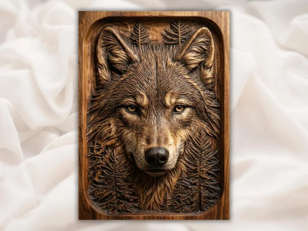 Realistic Wolf Face Relief
