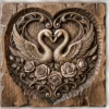 Swan Lovers Heart -Wedding Rose Relief Carving