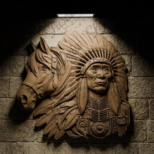 Native American Chief and Horse