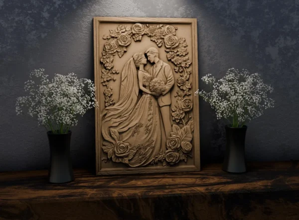 Wedding Couple Floral Wall Art