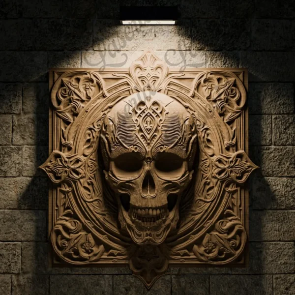 Ornate Skull Relief