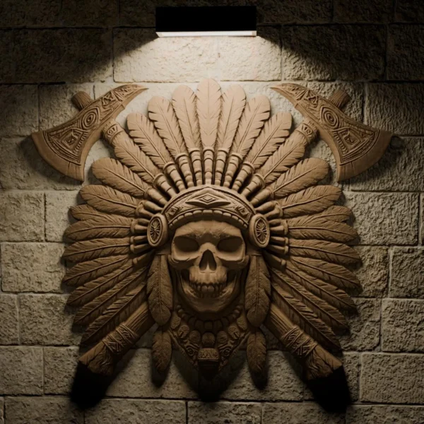 Native American Warrior Skull With Headdress