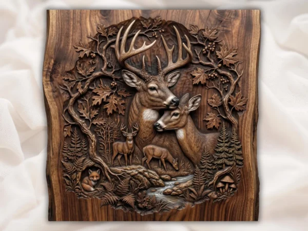 Whitetail Buck Deer Forest Relief