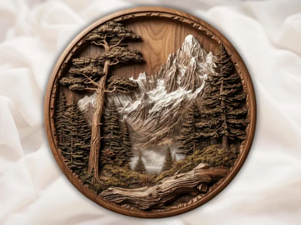 Round Mountain Scene STL | 3D Relief CNC Wood Carving File | Forest Landscape Wall Plaque | Nature 3D Print Model | Home Decor - Etsy Slovakia