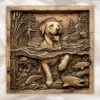 Golden Retriever Fishing Scene