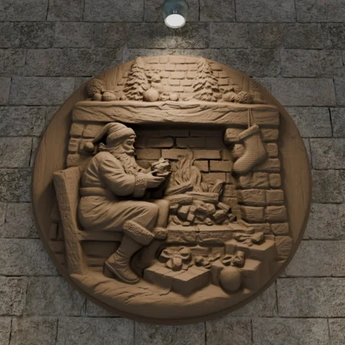 Santa Claus by the Fireplac