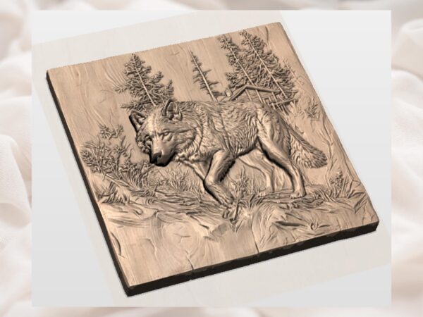 Wolf in Forest Relief Wolf in Forest Relief