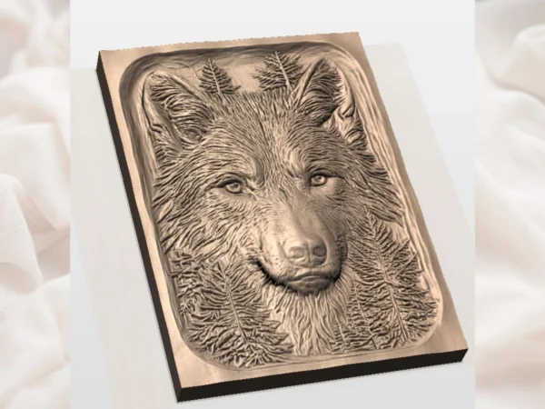 Realistic Wolf Face Relief