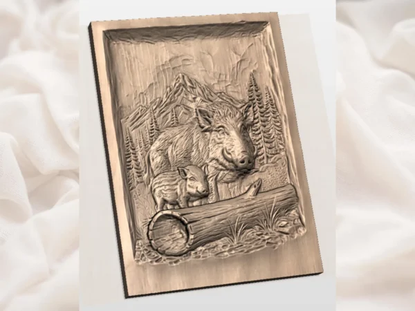 Wild Boar & Piglet Relief Wild Boar & Piglet Relief