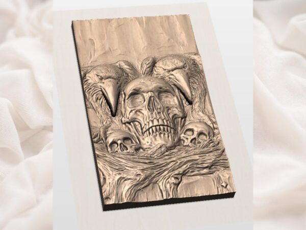 Raven Skull Gothic Relief