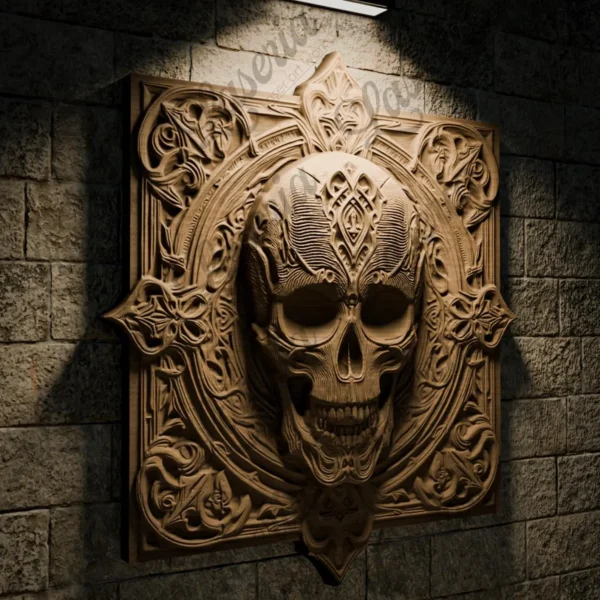 Ornate Skull Relief