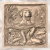 Golden Retriever Fishing Scene