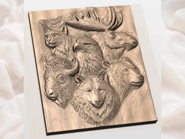 Wildlife Animals -Wolf Bear Eagle Moose Lynx Buffalo Panel Wildlife Animals -Wolf Bear Eagle Moose Lynx Buffalo Panel