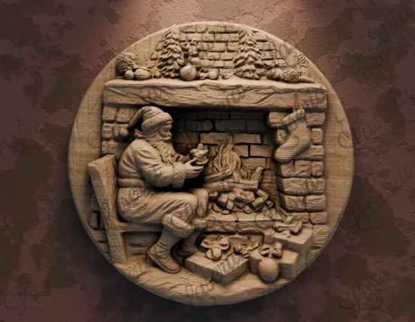 Santa Claus by the Fireplac