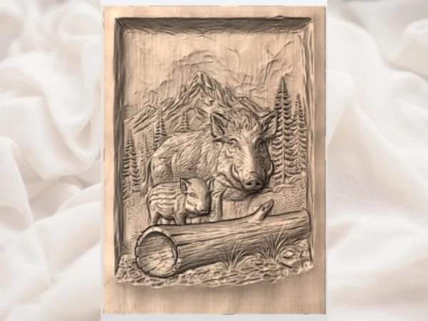 Wild Boar & Piglet Relief Wild Boar & Piglet Relief