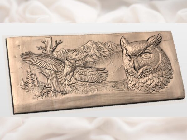Flying Owl Moonlit Mountain Relief Flying Owl Moonlit Mountain Relief