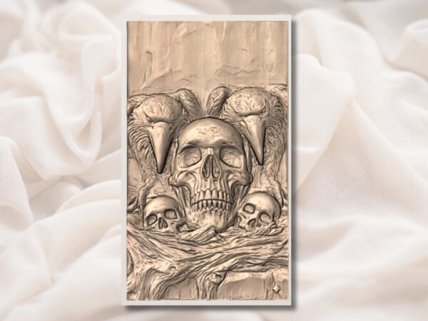 Raven Skull Gothic Relief
