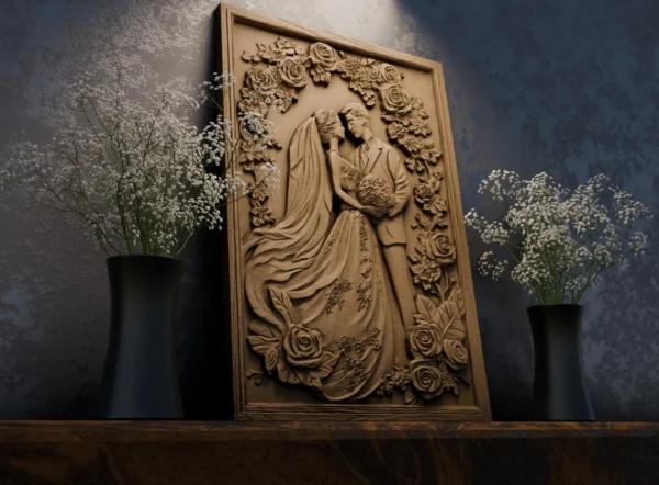 Wedding Couple Floral Wall Art