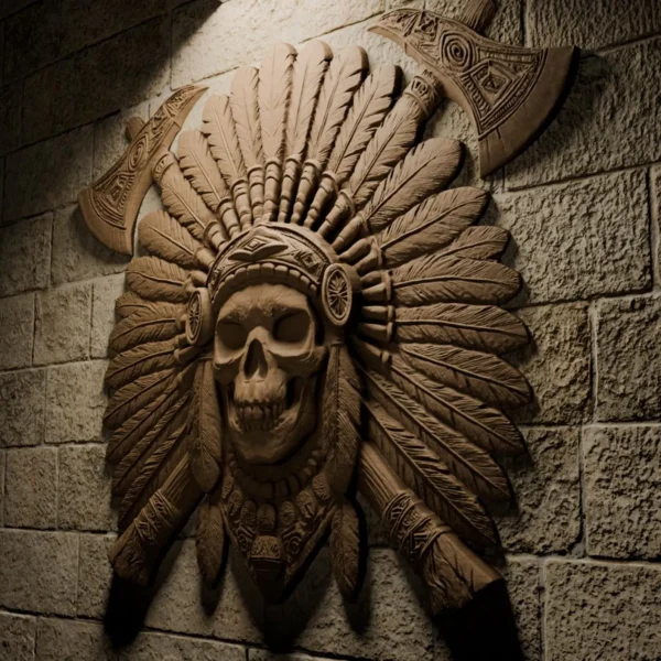 Native American Warrior Skull With Headdress