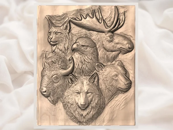 Wildlife Animals -Wolf Bear Eagle Moose Lynx Buffalo Panel Wildlife Animals -Wolf Bear Eagle Moose Lynx Buffalo Panel
