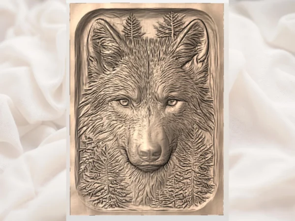Realistic Wolf Face Relief