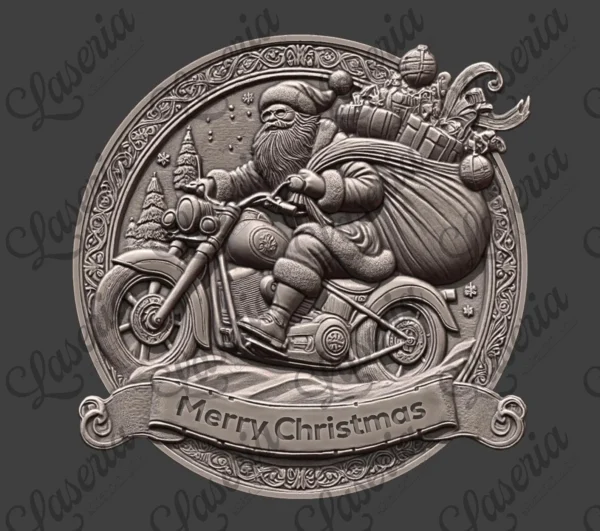 Santa on Motorcycle Christmas Relief