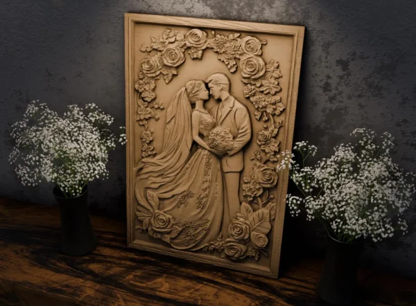 Wedding Couple Floral Wall Art