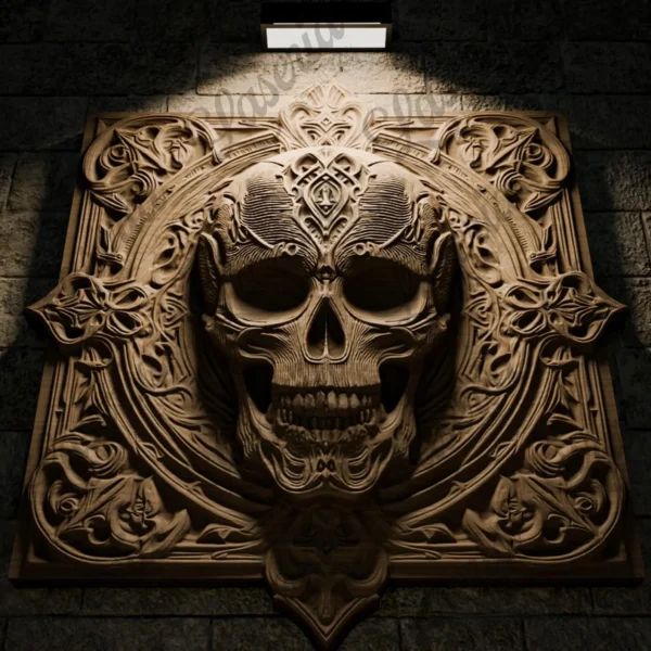 Ornate Skull Relief