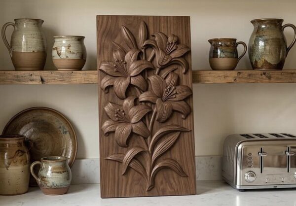 Lilies Flower 3D Relief – STL File for CNC & 3D Printing. Floral Wall Art. - Etsy Slovakia