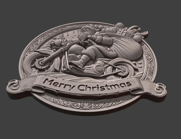 Santa on Motorcycle Christmas Relief