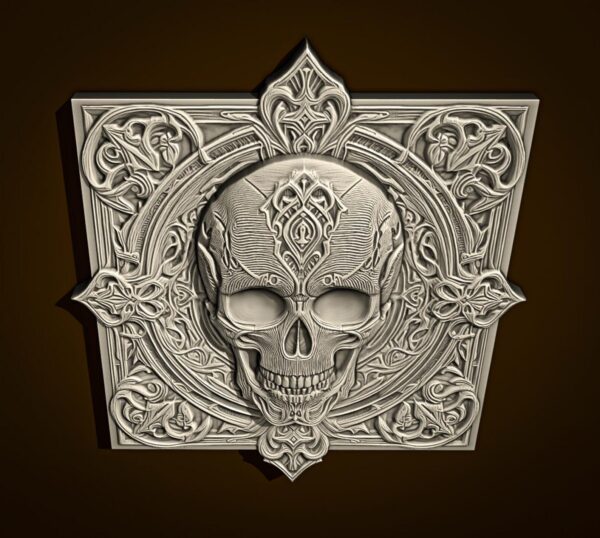 Ornate Skull Relief