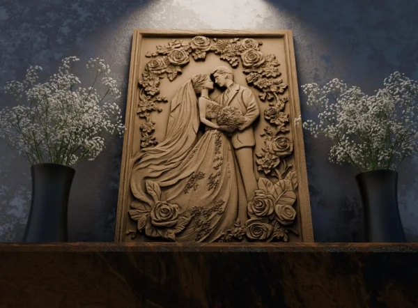 Wedding Couple Floral Wall Art