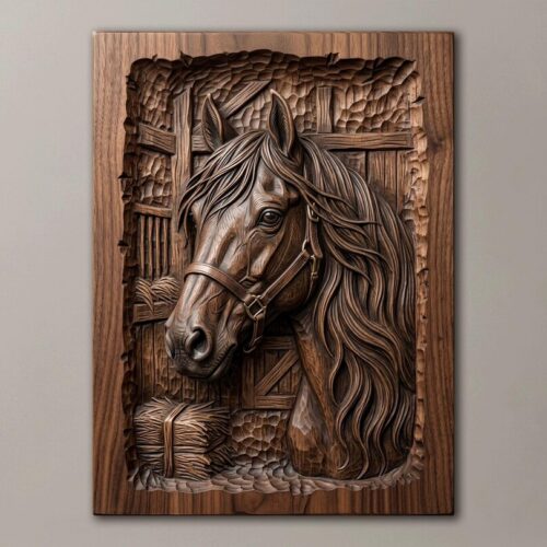 Horse Portrait Relief