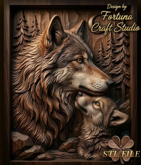 Wolf With Her Cub
