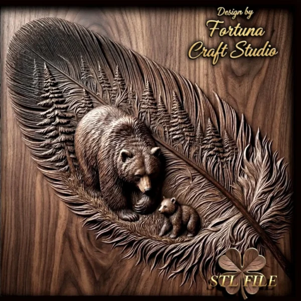 Bear With Cub 3D Relief Bear With Cub 3D Relief