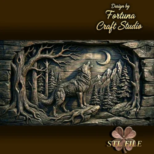 Wolf in Moonlit Relief