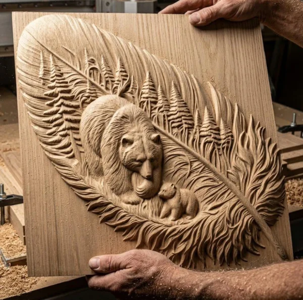 Bear With Cub 3D Relief Bear With Cub 3D Relief