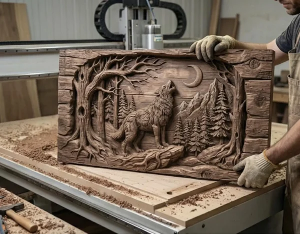 Wolf in Moonlit Relief