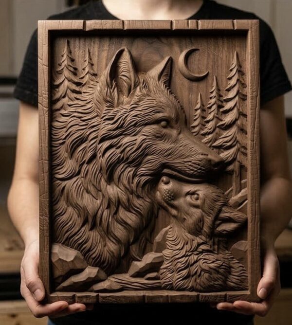 Wolf With Her Cub