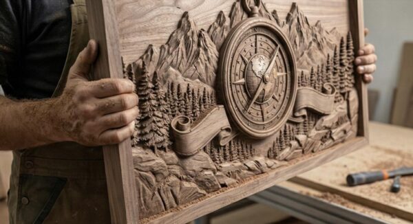 Mountain Forest Compass 3D Relief