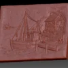 Fishing Boat & Stone Cottage 3D Relief